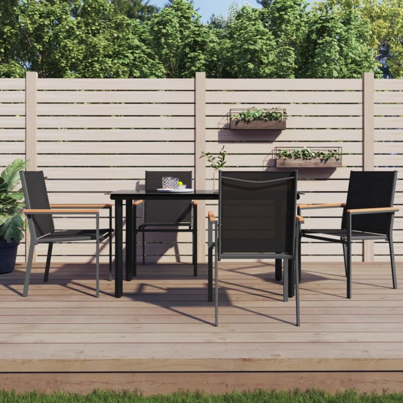 foto del prodotto vidaxl sedie da giardino 4 pz nere 55x61,5x90 cm textilene e acciaio