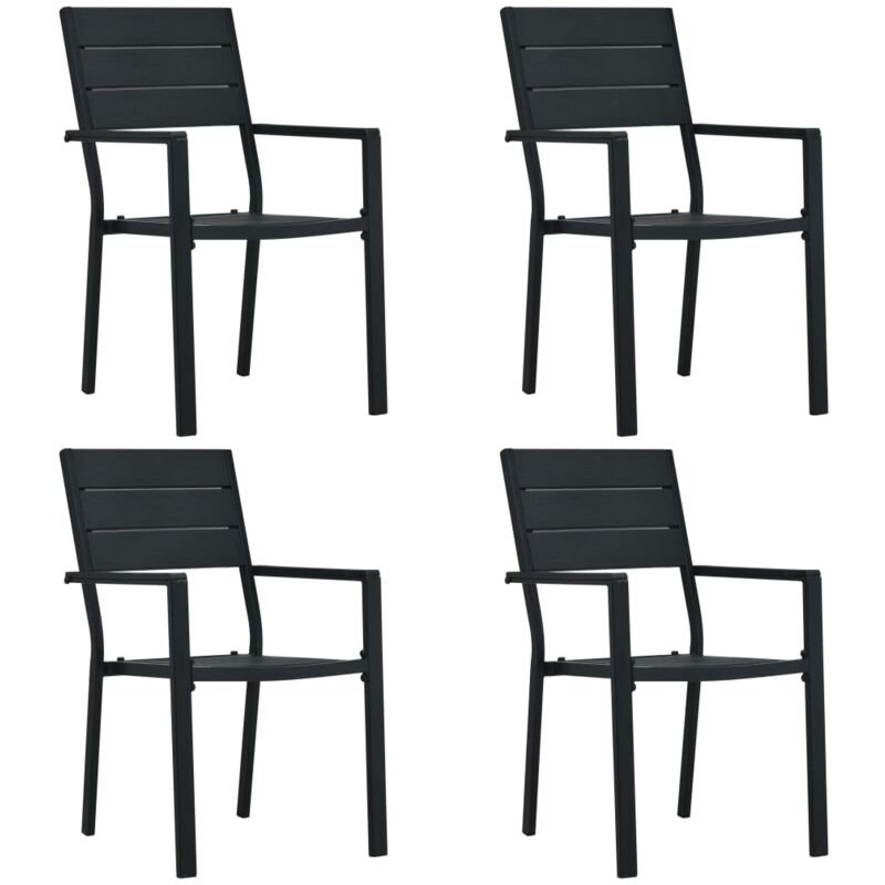 foto del prodotto vidaxl sedie da giardino 4 pz nere in hdpe aspetto legno