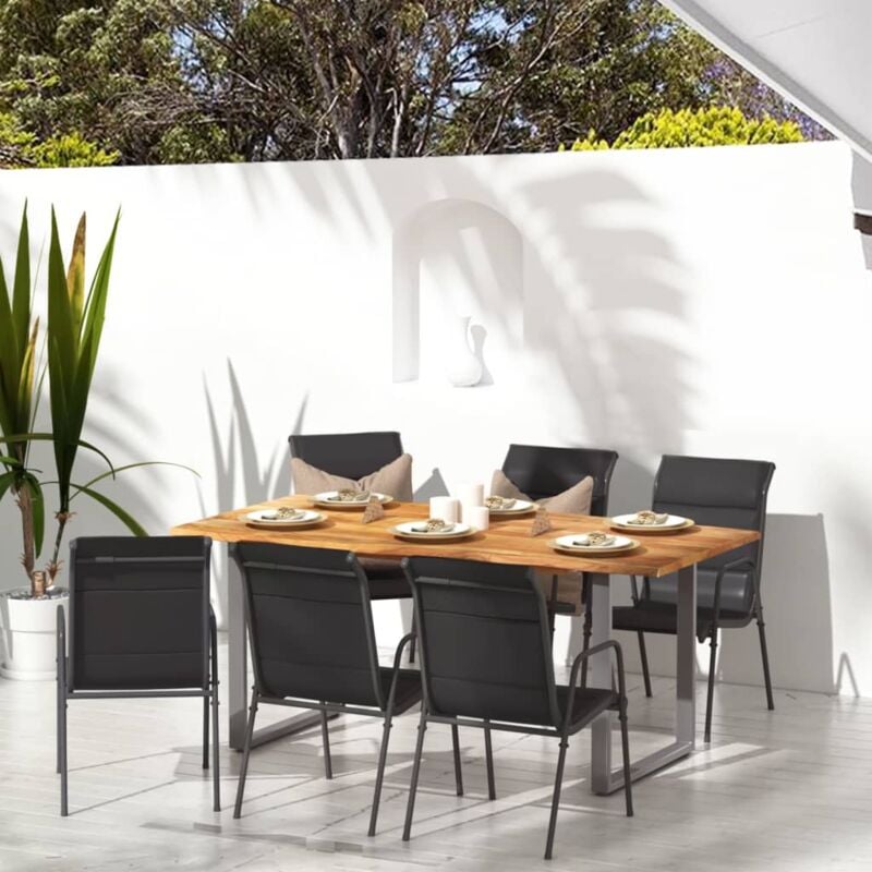 foto del prodotto vidaxl sedie da giardino 6 pz in acciaio e textilene nere