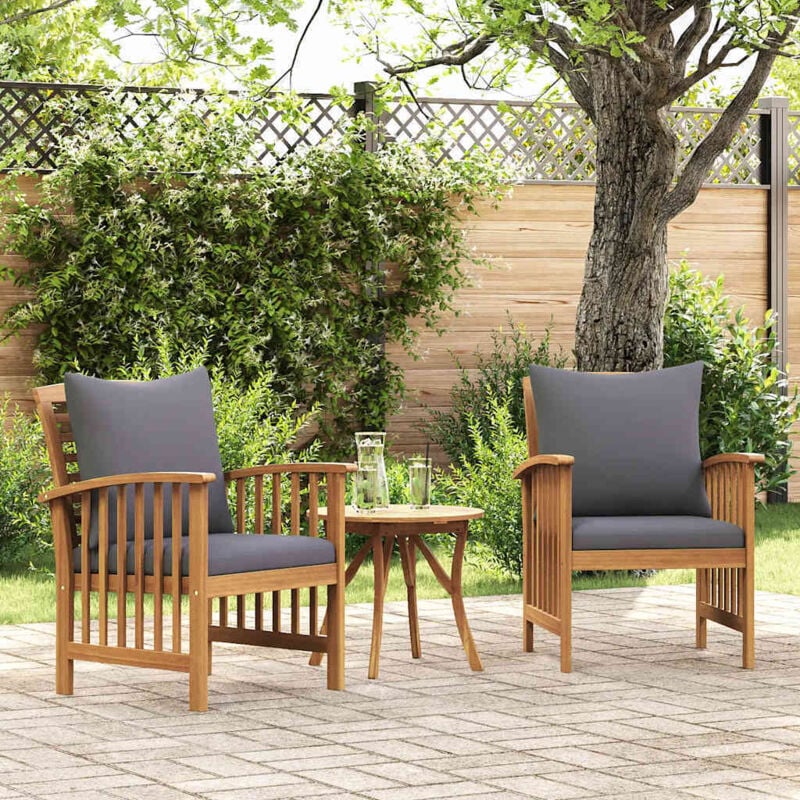 foto del prodotto vidaxl sedie da giardino con cuscini 2 pz in massello di acacia