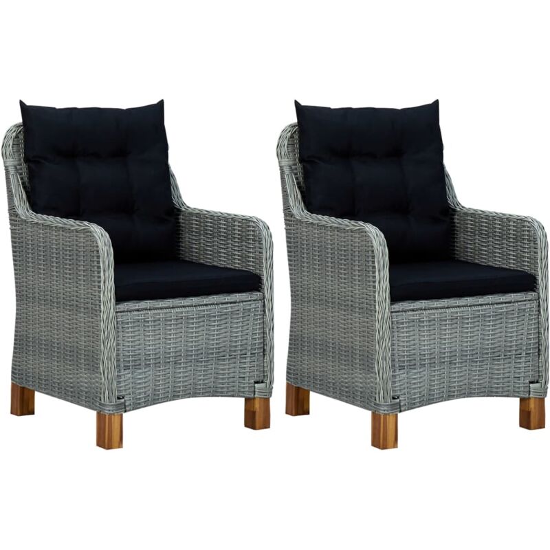 foto del prodotto vidaxl sedie da giardino con cuscini 2 pz in polyrattan grigio chiaro 785206