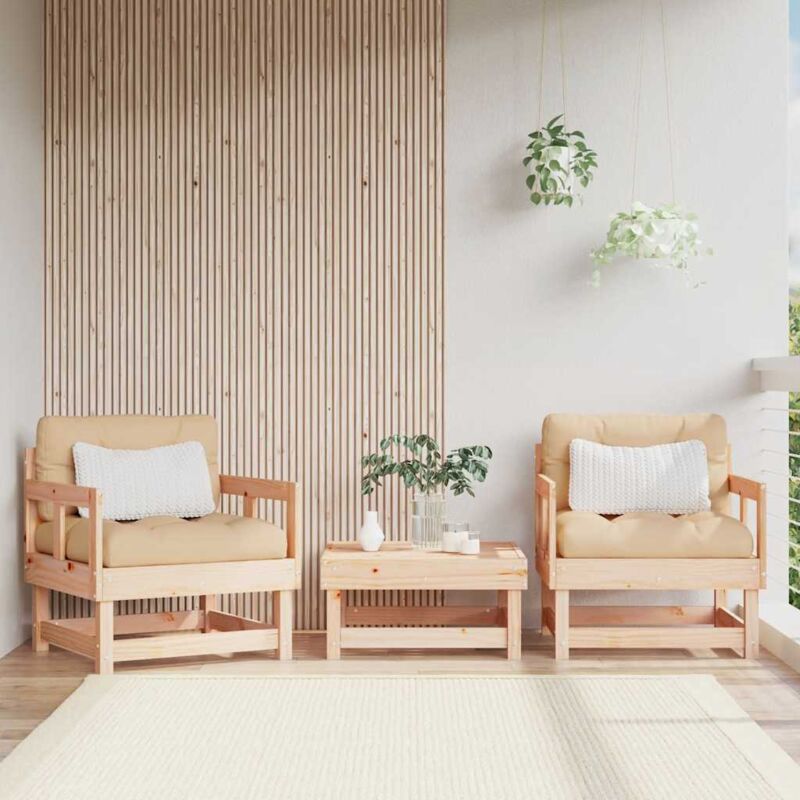 foto del prodotto vidaxl sedie da giardino con cuscini 2 pz legno massello di pino