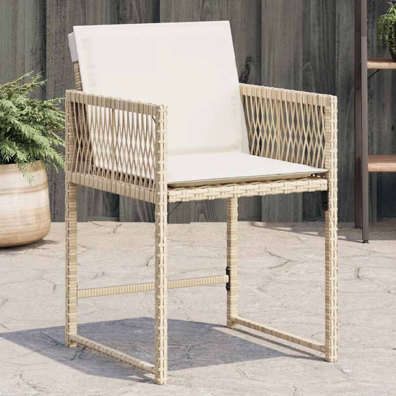foto del prodotto vidaxl sedie da giardino con cuscini 4 pz beige in polyrattan