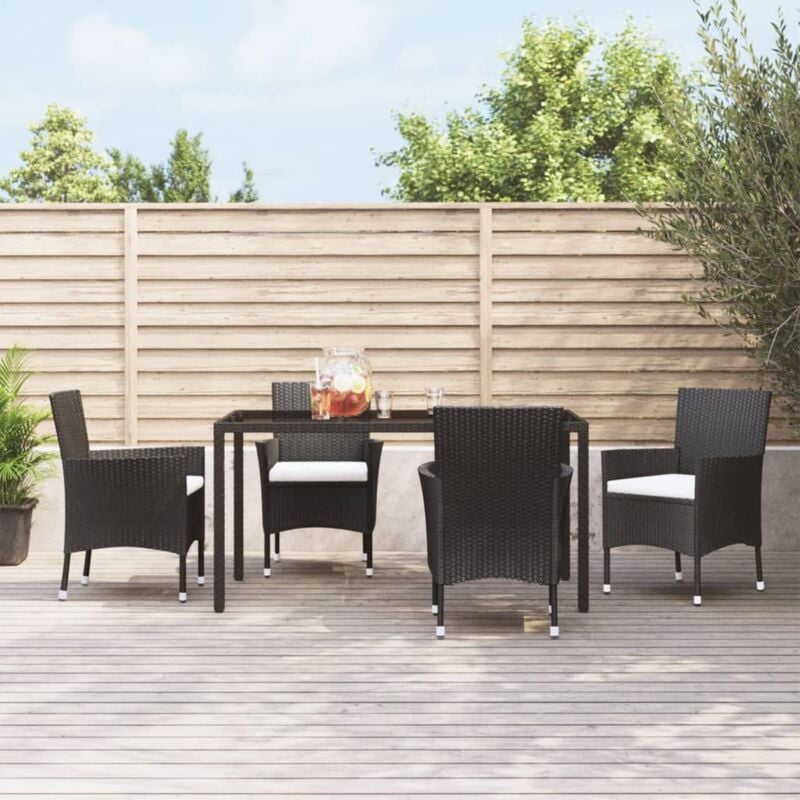 foto del prodotto vidaxl sedie da giardino con cuscini 4 pz in polyrattan nere