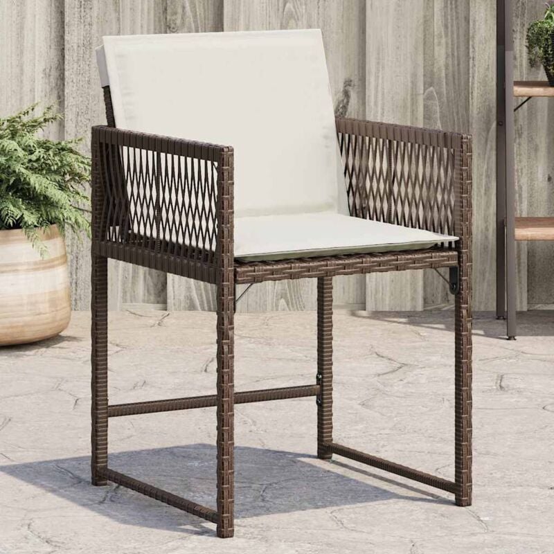 foto del prodotto vidaxl sedie da giardino con cuscini 4 pz marroni in polyrattan