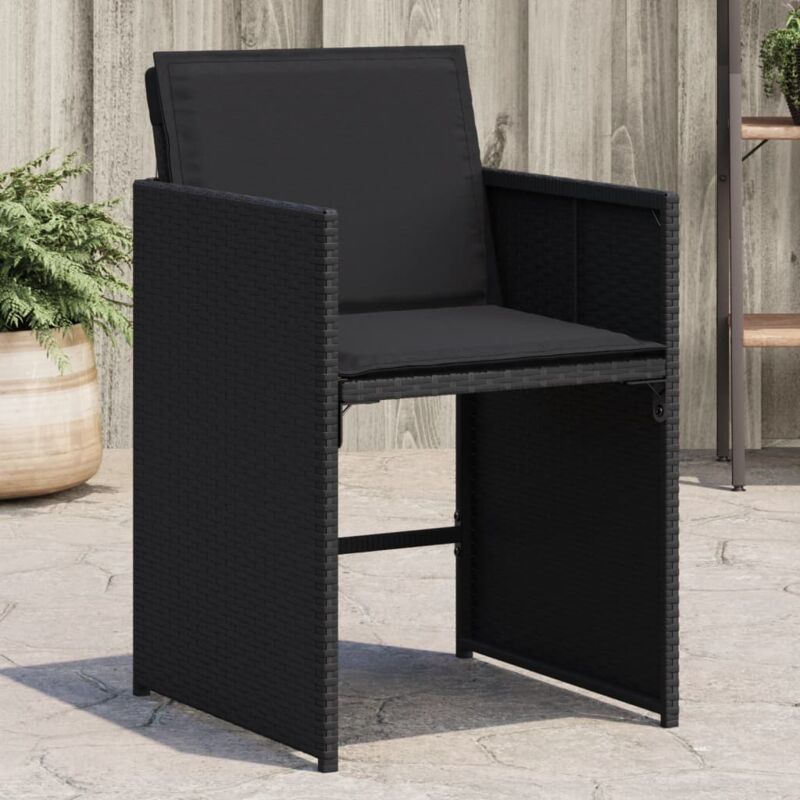 foto del prodotto vidaxl sedie da giardino con cuscini 4 pz nere in polyrattan