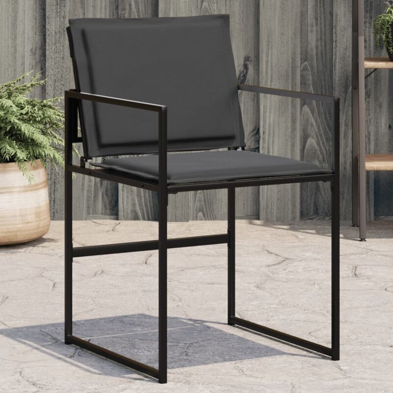 foto del prodotto vidaxl sedie da giardino con cuscini 4 pz neri in acciaio e textilene
