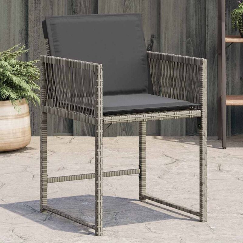 foto del prodotto vidaxl sedie da giardino con cuscini 4pz grigio in polyrattan