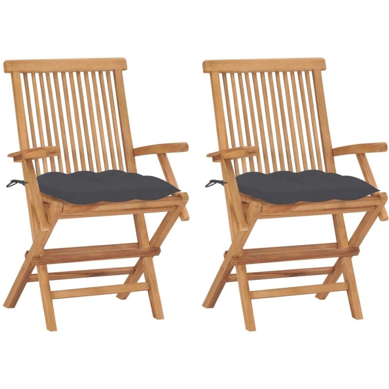 foto del prodotto vidaxl sedie da giardino con cuscini antracite 2 pz massello di teak