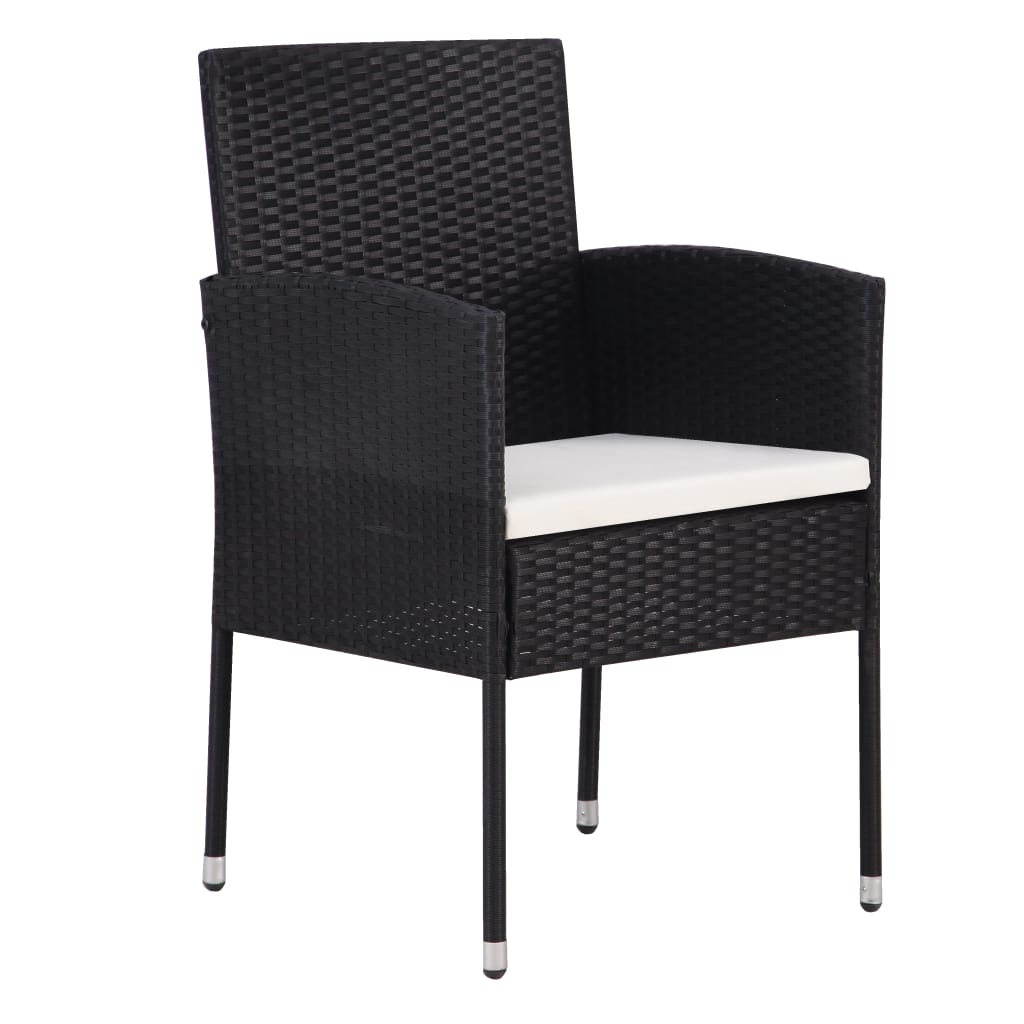 foto del prodotto vidaxl sedie da giardino con cuscini bianco crema 4pz nere polyrattan