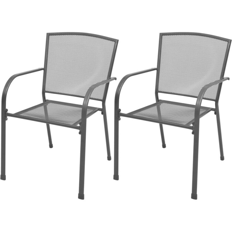 foto del prodotto vidaxl sedie da giardino impilabili 2 pz in acciaio grigio