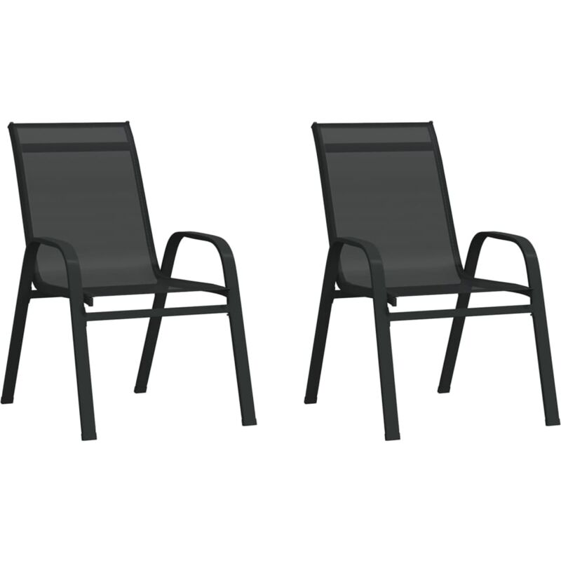 foto del prodotto vidaxl sedie da giardino impilabili 2 pz in tessuto textilene nero