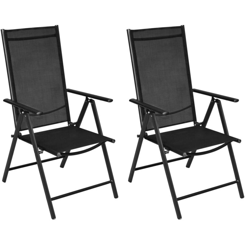 foto del prodotto vidaxl sedie da giardino pieghevoli 2 pz in alluminio e textilene nere