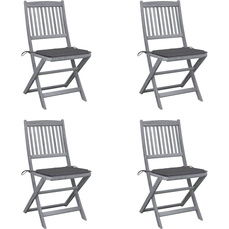 foto del prodotto vidaxl sedie da giardino pieghevoli 4pz con cuscini in massello acacia