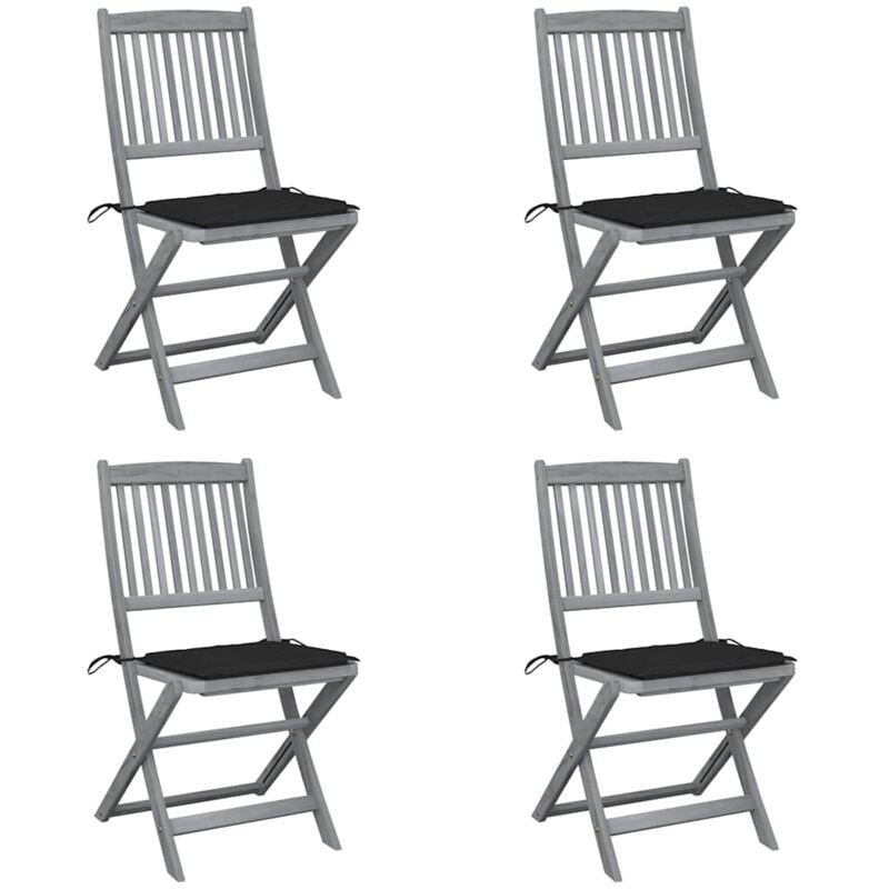 foto del prodotto vidaxl sedie da giardino pieghevoli 4pz con cuscini in massello acacia