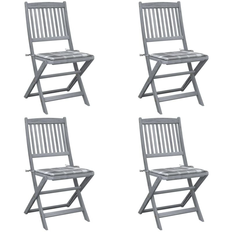 foto del prodotto vidaxl sedie da giardino pieghevoli 4pz con cuscini in massello acacia