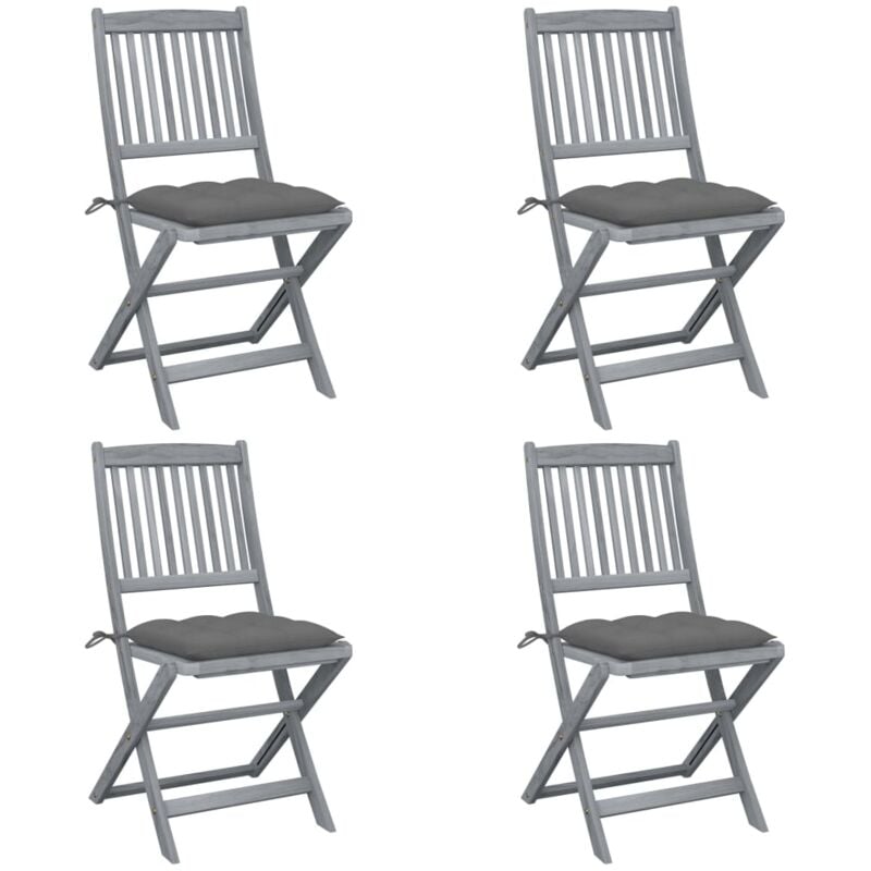 foto del prodotto vidaxl sedie da giardino pieghevoli 4pz con cuscini in massello acacia