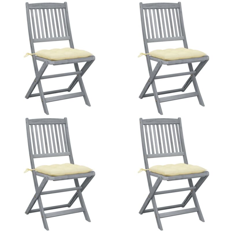 foto del prodotto vidaxl sedie da giardino pieghevoli 4pz con cuscini in massello acacia