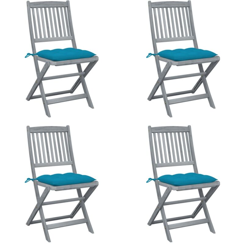 foto del prodotto vidaxl sedie da giardino pieghevoli 4pz con cuscini in massello acacia