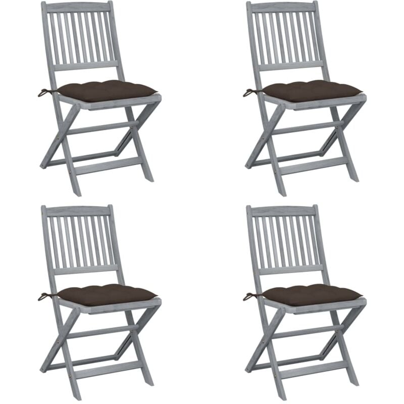 foto del prodotto vidaxl sedie da giardino pieghevoli 4pz con cuscini in massello acacia