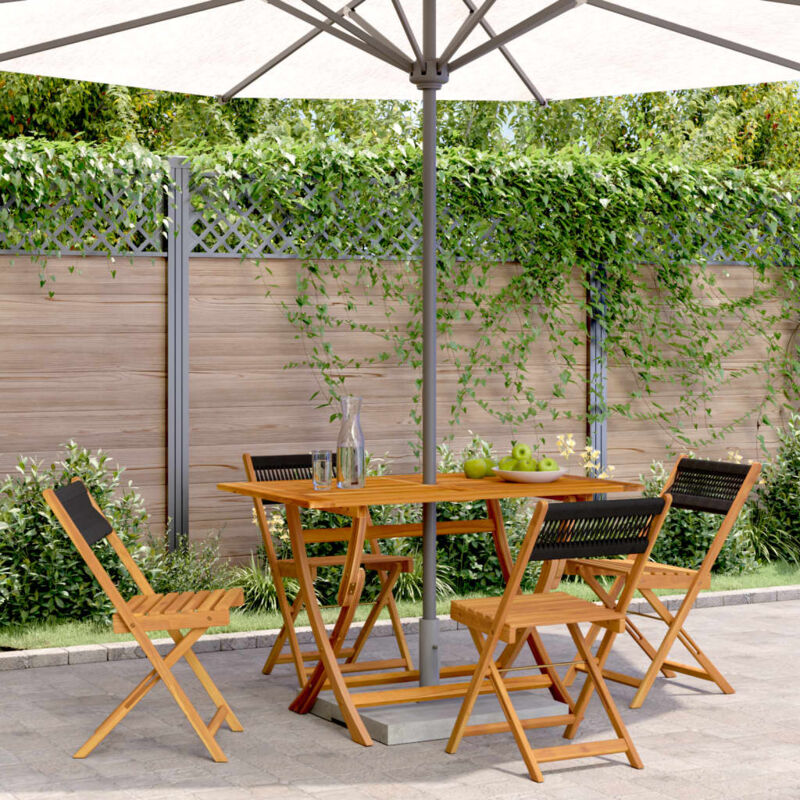 foto del prodotto vidaxl sedie da giardino pieghevoli 4pz nere legno massello di acacia