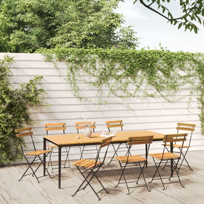 foto del prodotto vidaxl sedie da giardino pieghevoli 8 pz in acciaio e massello acacia