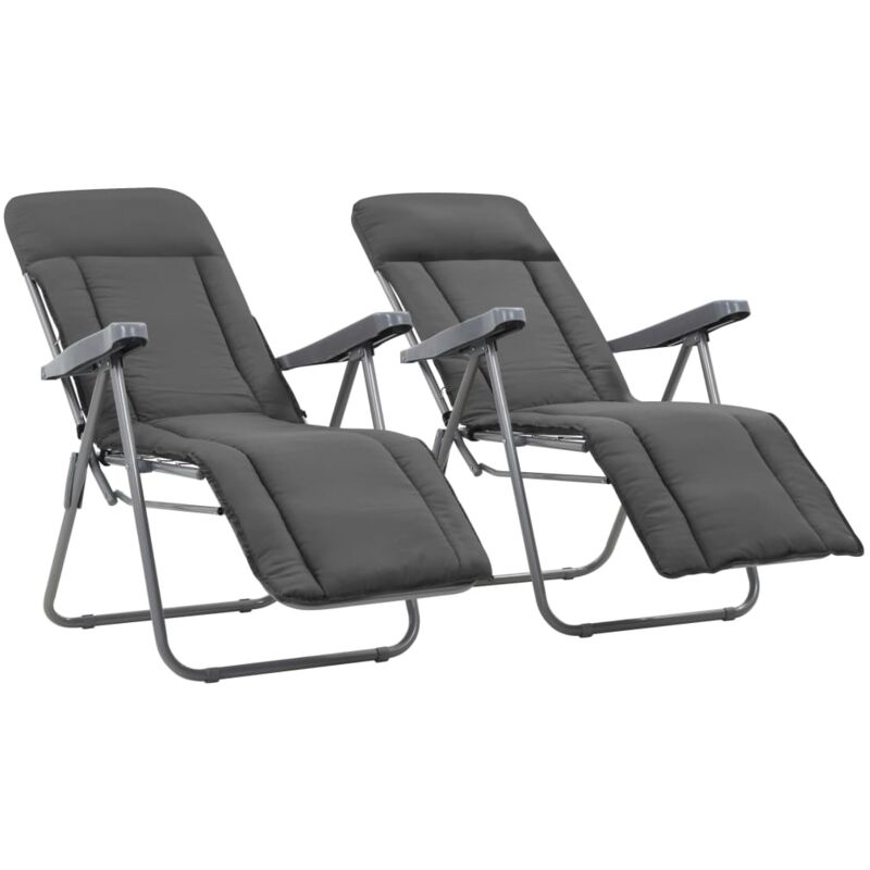 foto del prodotto vidaxl sedie da giardino pieghevoli con cuscino 2 pz grigio