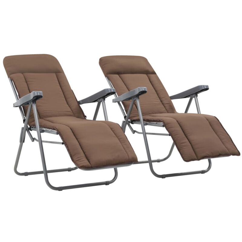 foto del prodotto vidaxl sedie da giardino pieghevoli con cuscino 2 pz marrone