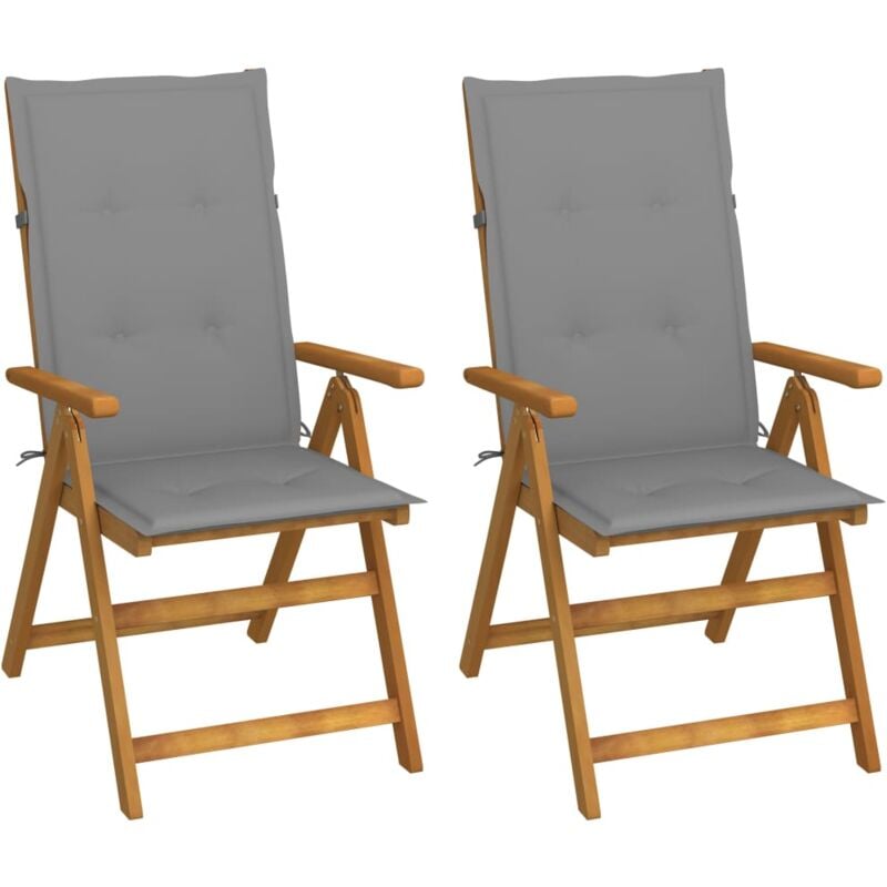 foto del prodotto vidaxl sedie da giardino reclinabili 2 pz con cuscini massello acacia