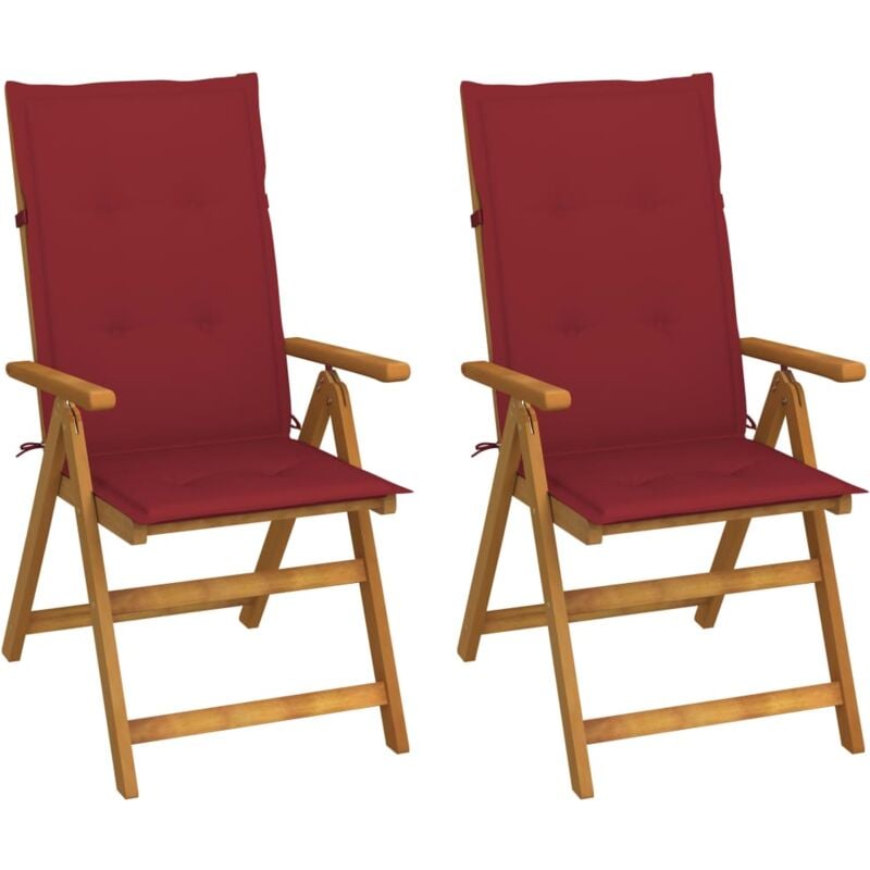 foto del prodotto vidaxl sedie da giardino reclinabili 2 pz con cuscini massello acacia
