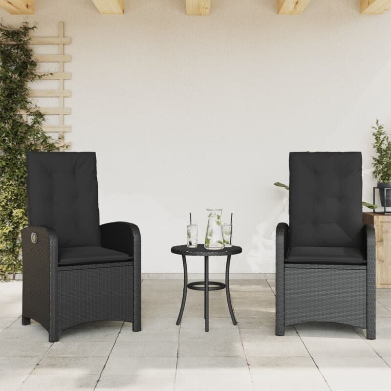foto del prodotto vidaxl sedie da giardino reclinabili 2 pz con cuscini nero polyrattan