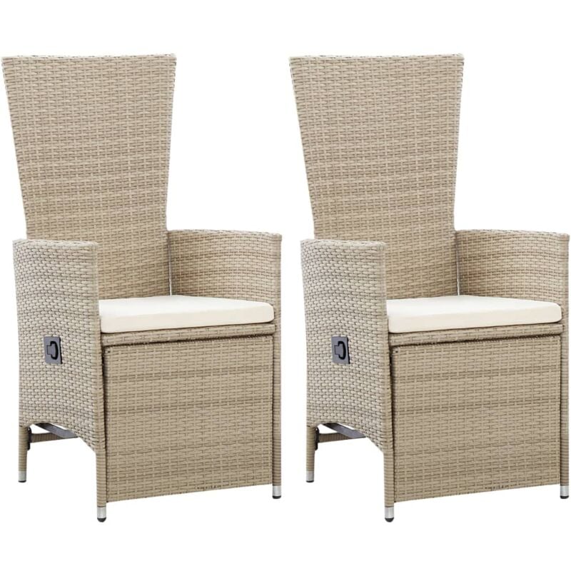foto del prodotto vidaxl sedie da giardino reclinabili 2 pz con cuscini polyrattan beige