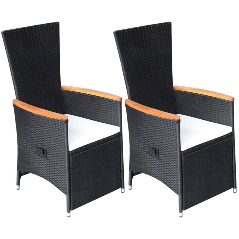 foto del prodotto vidaxl sedie da giardino reclinabili 2 pz con cuscini polyrattan nero