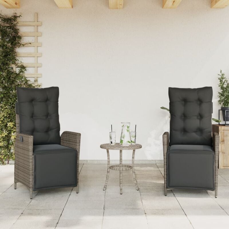 foto del prodotto vidaxl sedie da giardino reclinabili 2 pz con poggiapiedi polyrattan