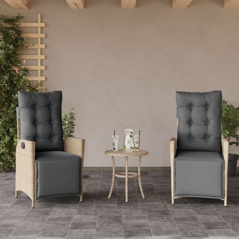 foto del prodotto vidaxl sedie da giardino reclinabili 2 pz con poggiapiedi polyrattan