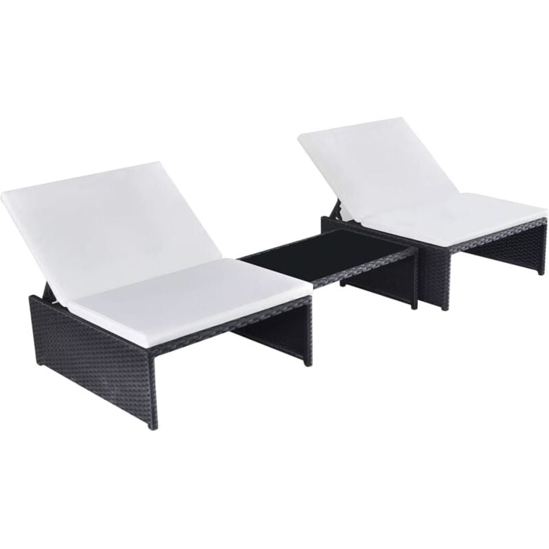 foto del prodotto vidaxl sedie da giardino reclinabili 2 pz con tavolo in polyrattan