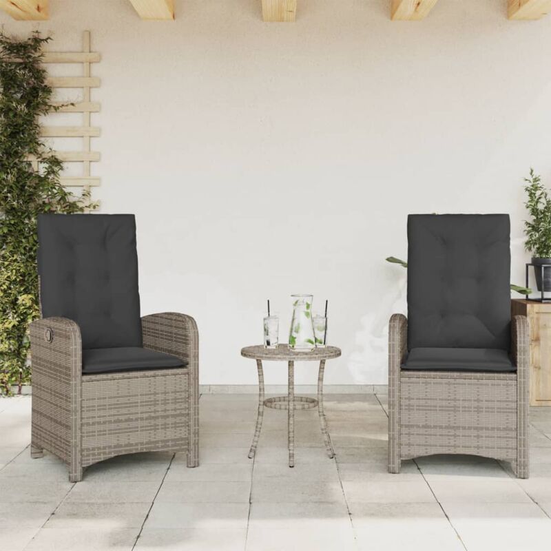 foto del prodotto vidaxl sedie da giardino reclinabili 2 pz e cuscini grigia polyrattan