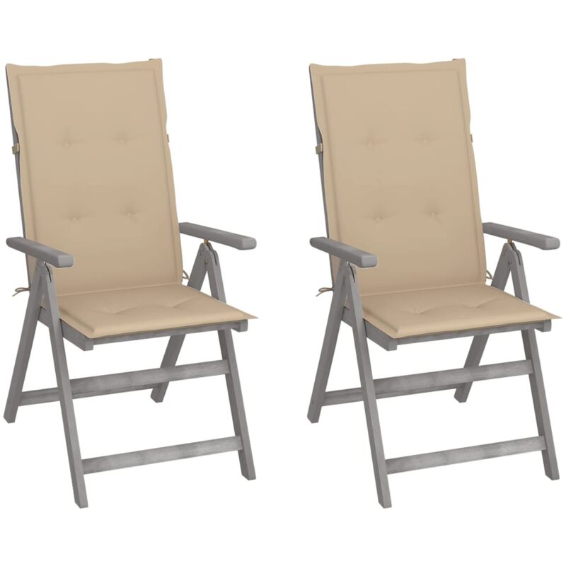 foto del prodotto vidaxl sedie da giardino reclinabili 2pz con cuscini massello acacia