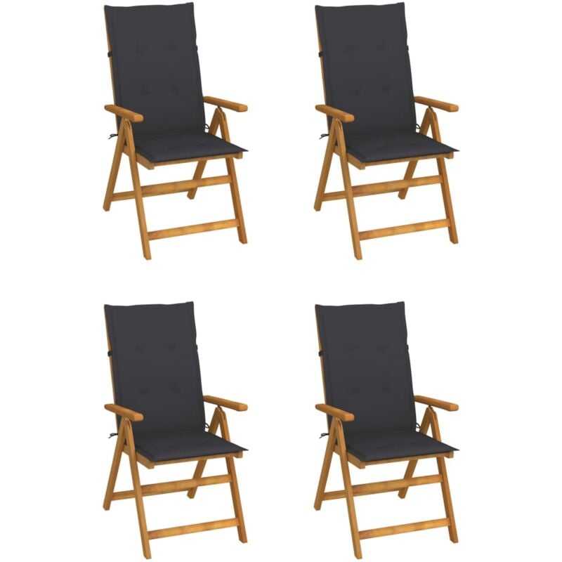 foto del prodotto vidaxl sedie da giardino reclinabili 4 pz con cuscini massello acacia
