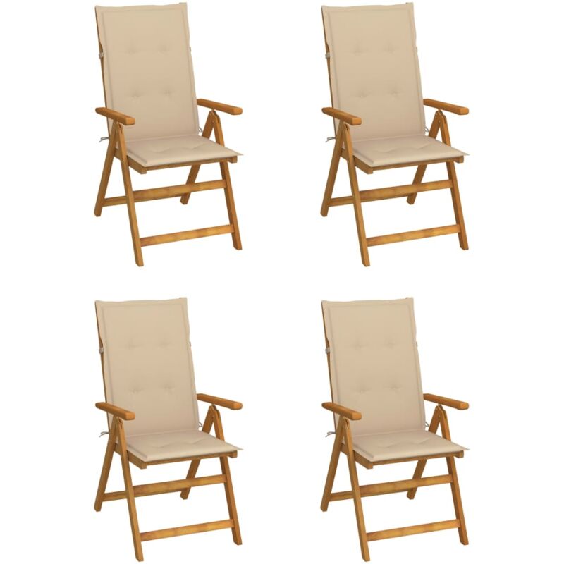 foto del prodotto vidaxl sedie da giardino reclinabili 4 pz con cuscini massello acacia