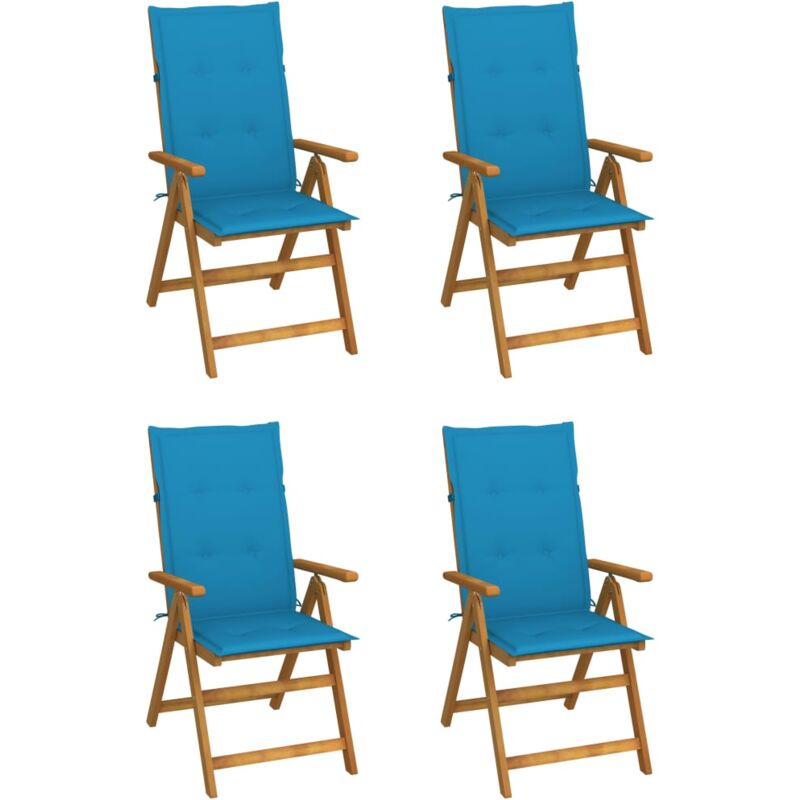 foto del prodotto vidaxl sedie da giardino reclinabili 4 pz con cuscini massello acacia