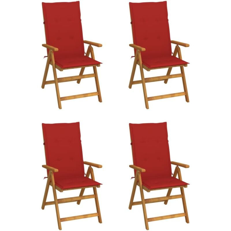 foto del prodotto vidaxl sedie da giardino reclinabili 4 pz con cuscini massello acacia