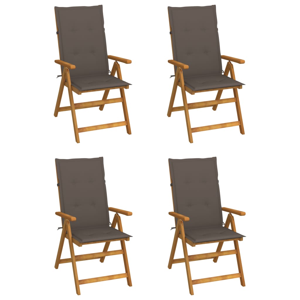 foto del prodotto vidaxl sedie da giardino reclinabili 4 pz con cuscini massello acacia