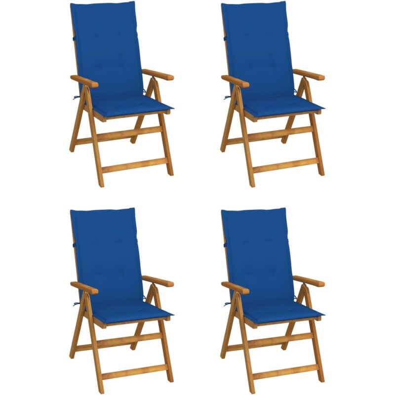 foto del prodotto vidaxl sedie da giardino reclinabili 4 pz con cuscini massello acacia