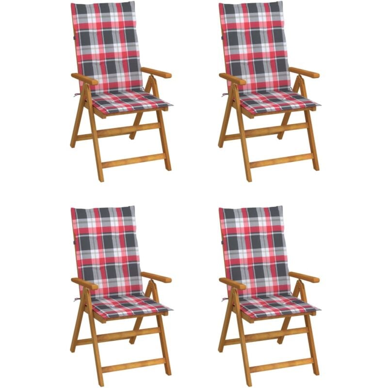 foto del prodotto vidaxl - sedie da giardino reclinabili 4 pz con cuscini massello acacia