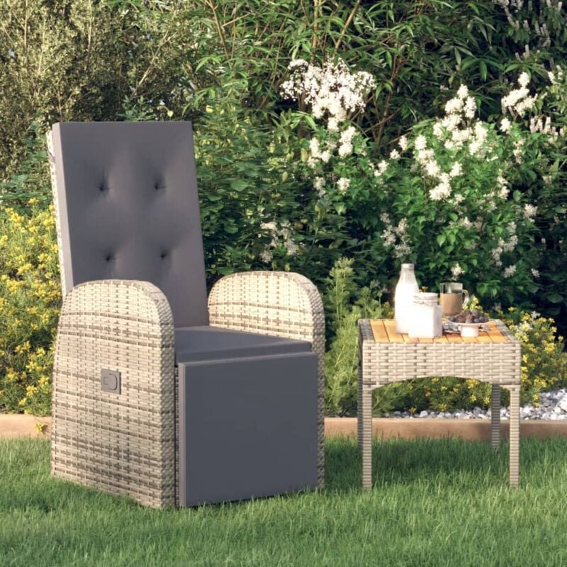 foto del prodotto vidaxl sedie da giardino reclinabili e cuscini polyrattan grigio