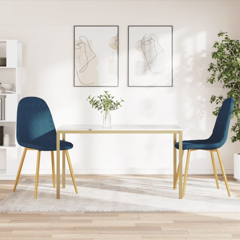 foto del prodotto vidaxl sedie da pranzo 2 pz blu in velluto 358282