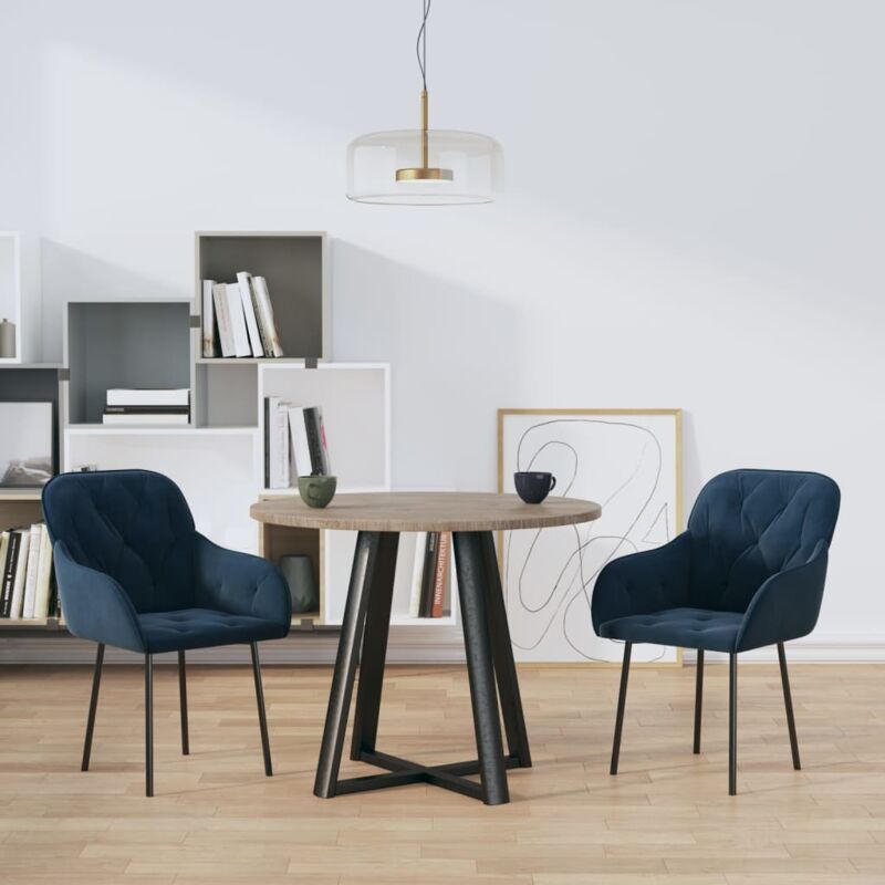 foto del prodotto vidaxl sedie da pranzo 2 pz blu in velluto