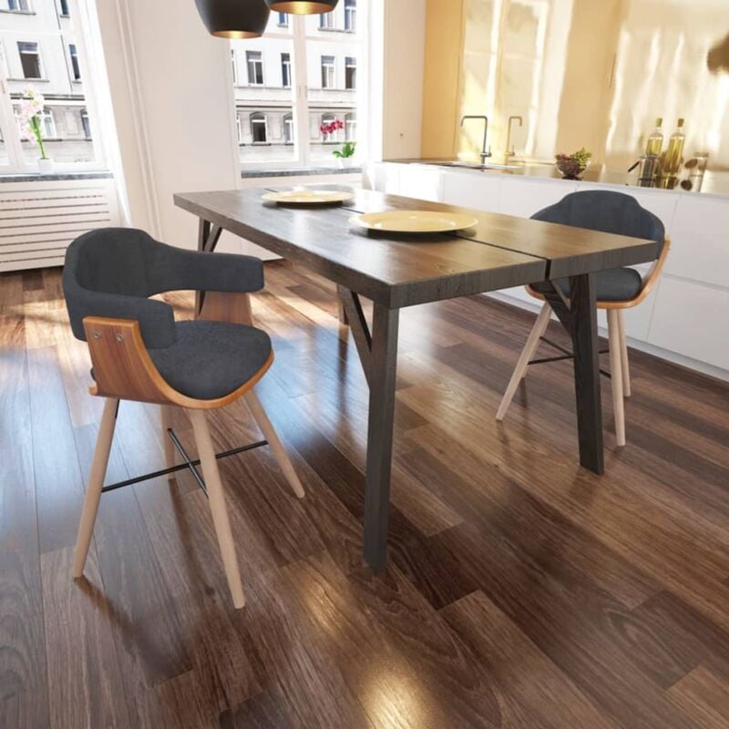 foto del prodotto vidaxl sedie da pranzo 2 pz grigio scuro in legno piegato e tessuto 269234