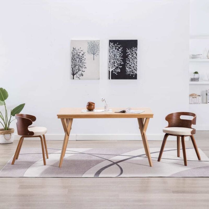 foto del prodotto vidaxl sedie da pranzo 2 pz in legno curvato e similpelle crema